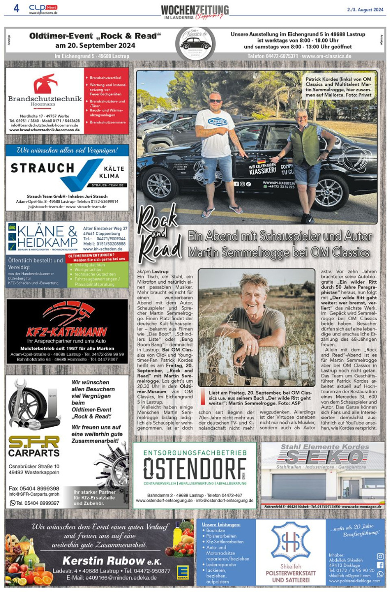 Veranstaltungsbericht zum Lese- und Konzertabend „Rock & Read“ mit Schauspieler und Autor Martin Semmelrogge bei OM-Classics.